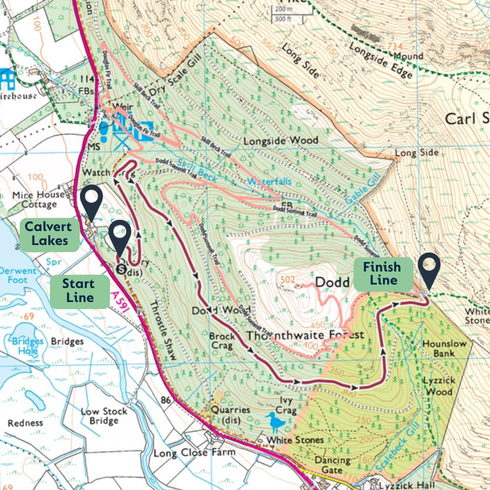 Map showing walking route